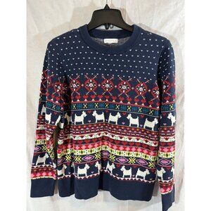 Charter Club Women’s Large Knit Sweater Scotty Dog And Hearts Print